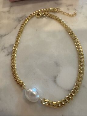 Adina Eden Pearl Pendant Cuban Chain 8-10”